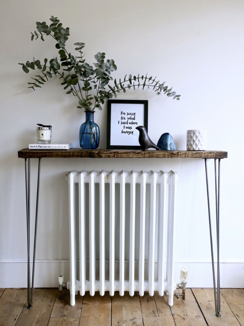 Make your radiator look better by distracting from it with a table