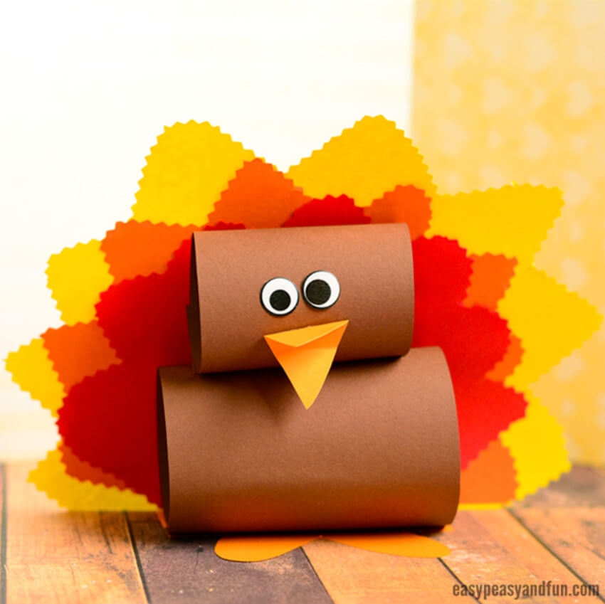 A turkey made entirely of paper crafts! Source: Easy Peasy And Fun
