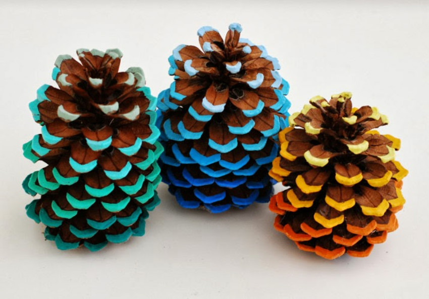 Painted pine cones are super easy to make. Source: Whimzeecal