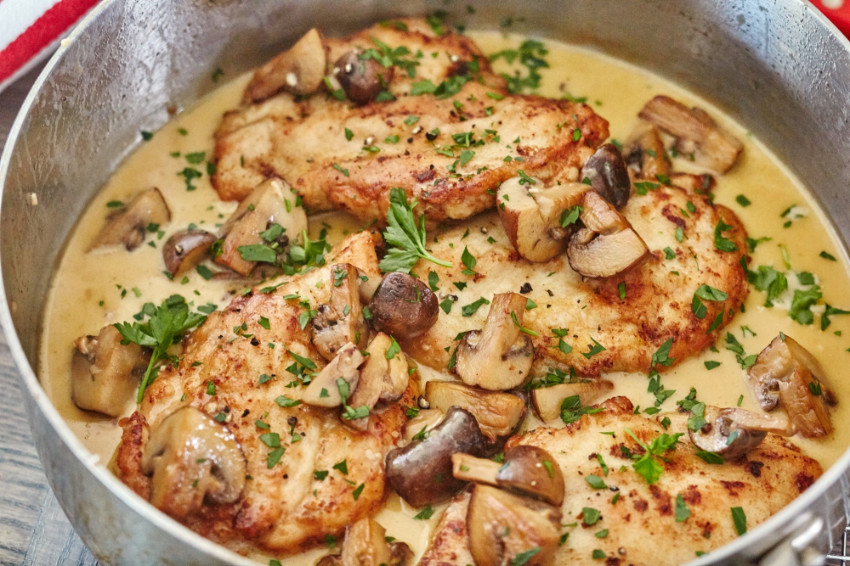 A fancy chicken marsala for the family. Source: All Recipes