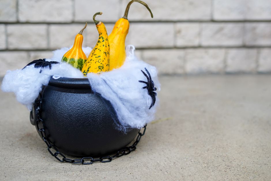 Witch's cauldron as Halloween decoration