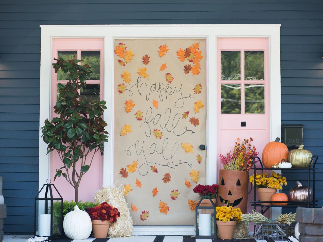 Leaves and gourds are the perfect combination for the season. Source: HGTV