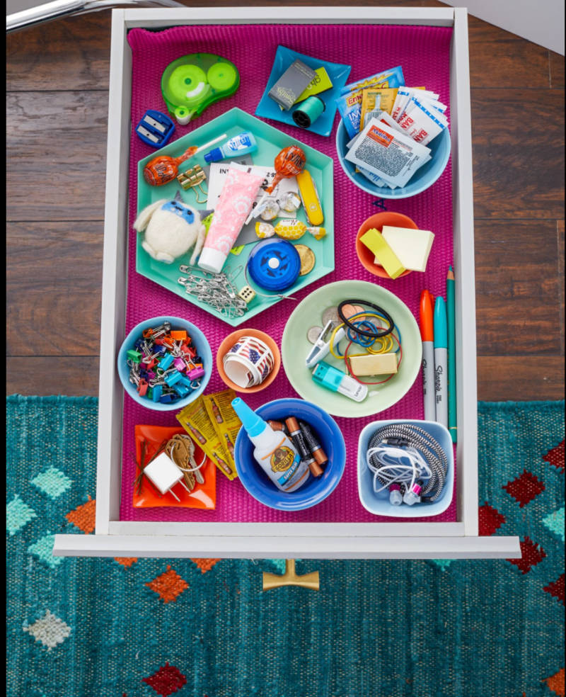 Trays and bowls are great as drawer organizers. Source: Good Housekeeping