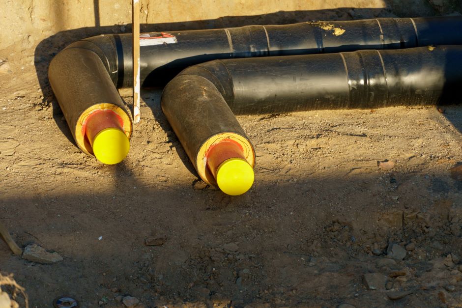 Sewer pipes in a construction site