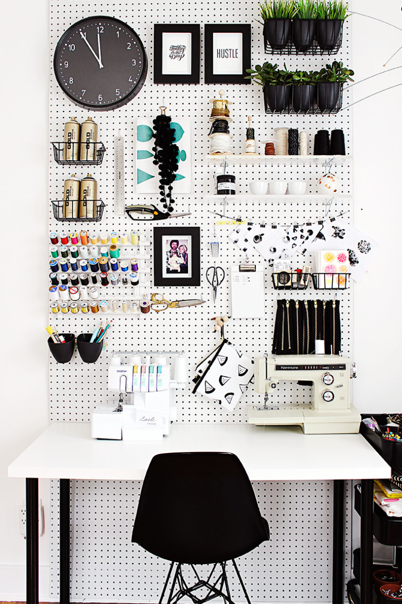 A pegboard is awesome for organization. Source: Good Housekeeping