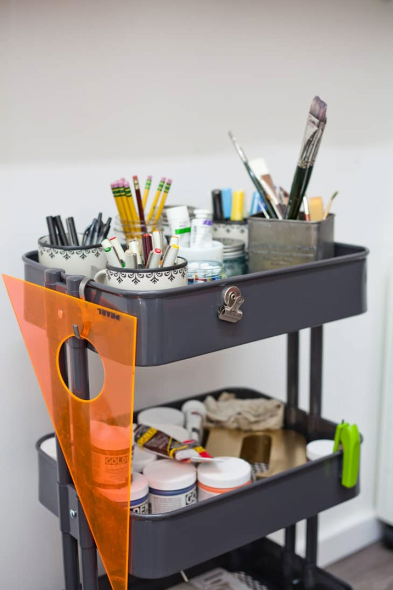A caddy is perfect for keeping beside your desk. Source: Apartment Therapy