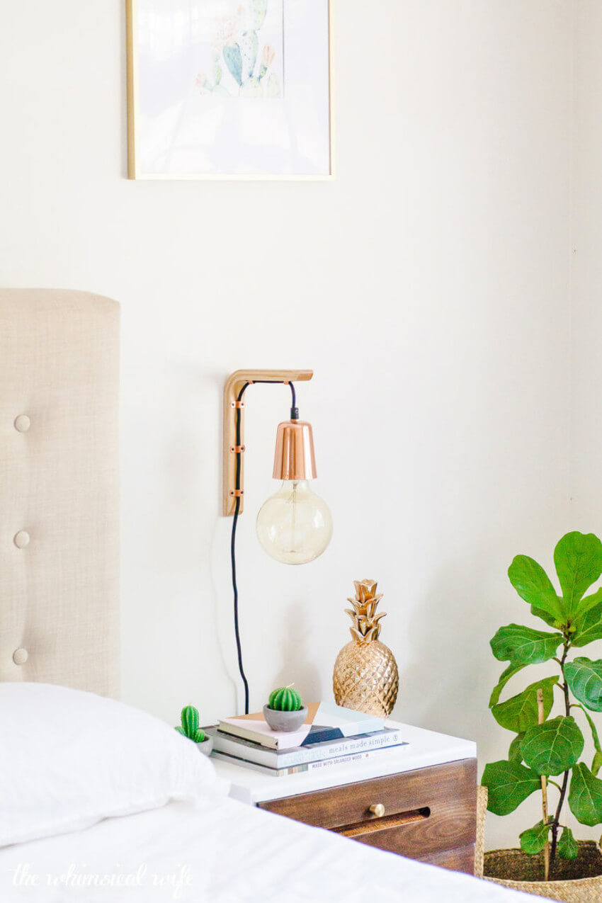 A hanging light is a lot more practical to save surface space.