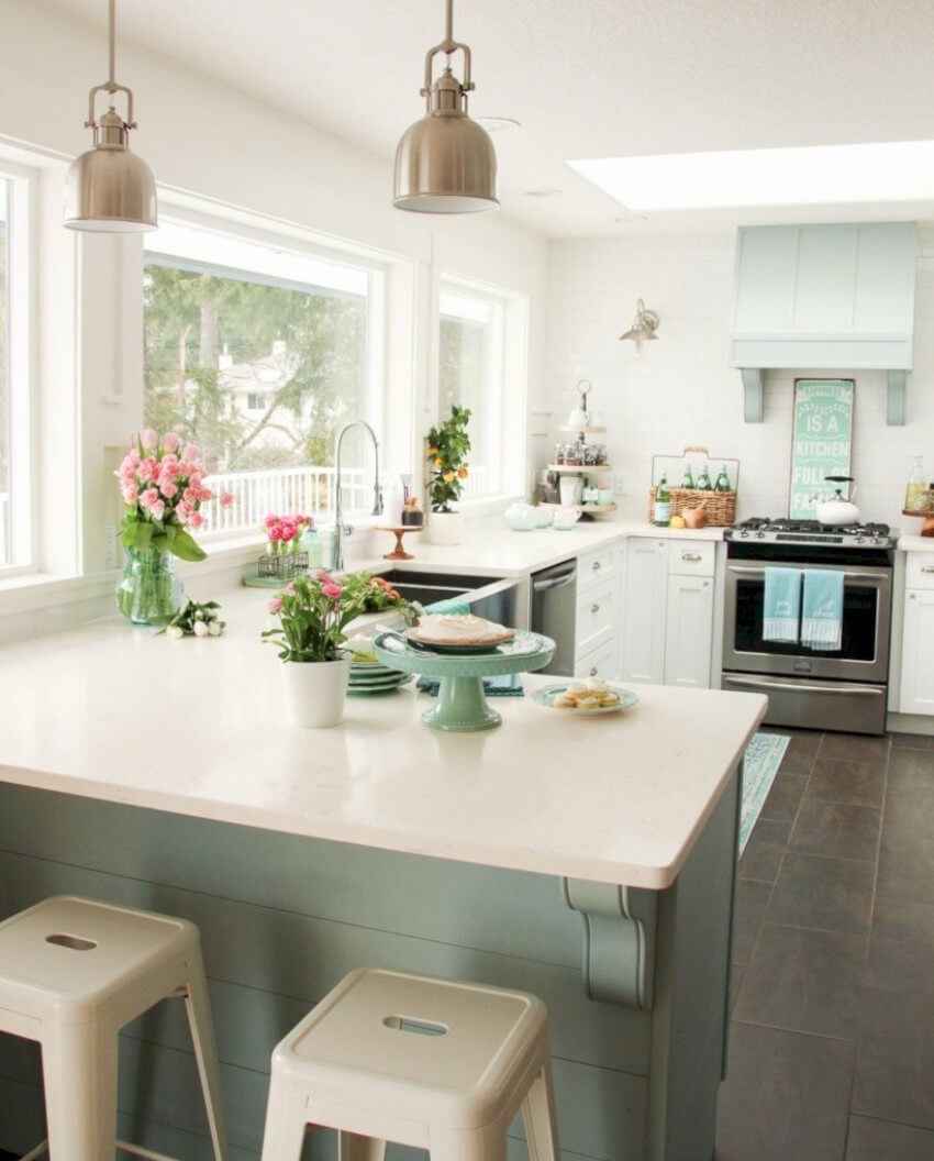 Add some flowers to make your kitchen more spring-like.