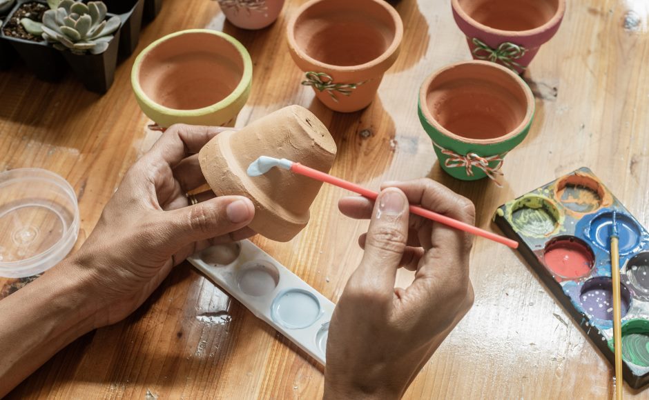 Hand painted flower pot