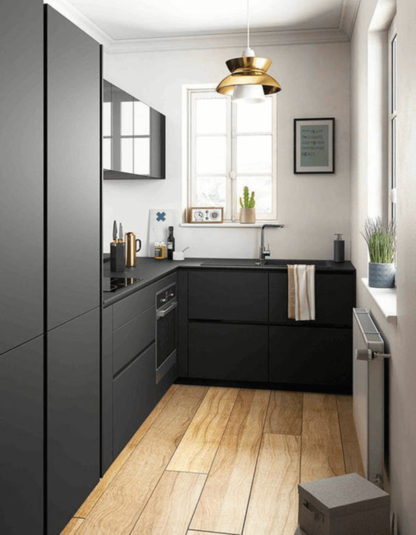 This matte black kitchen is beautiful.