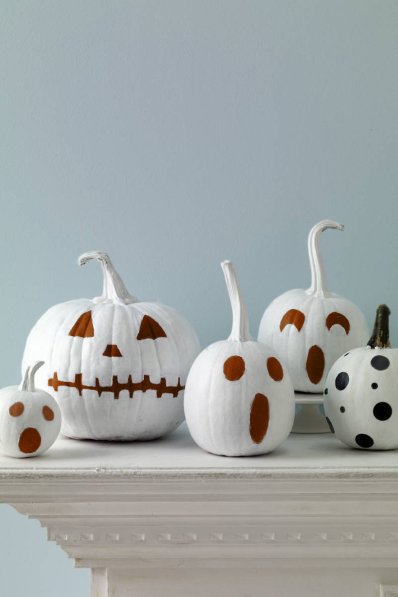 Spooky pumpkin faces with no carving required. Source: Harper’s Bazaar