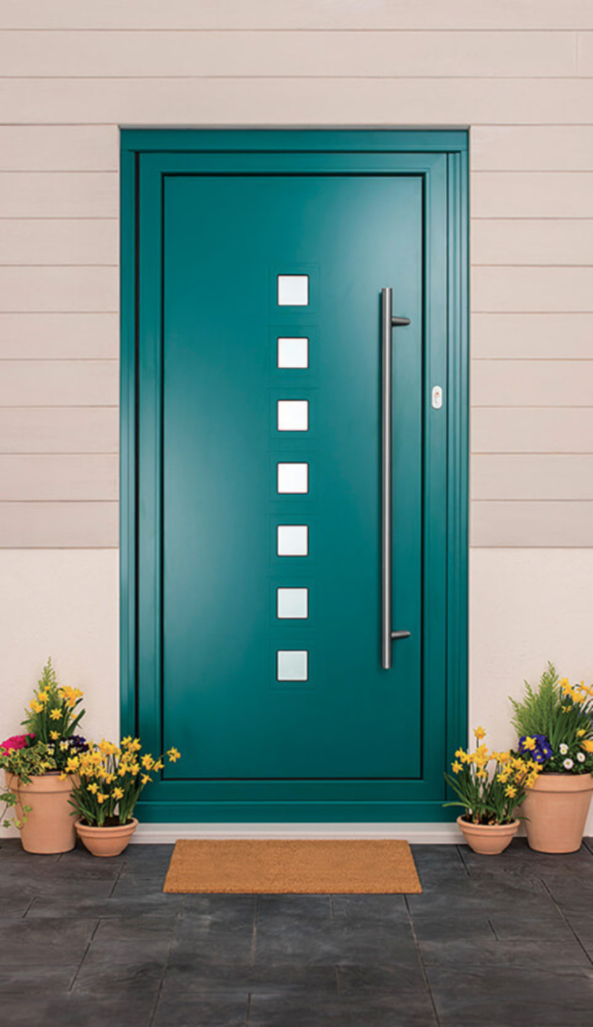 A front door upgrade is the first step for a new facade. Source: Honestly Out Loud