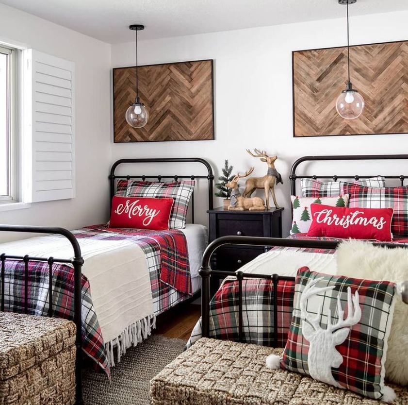 Plaid linens are the face of the season. Source: My Domaine