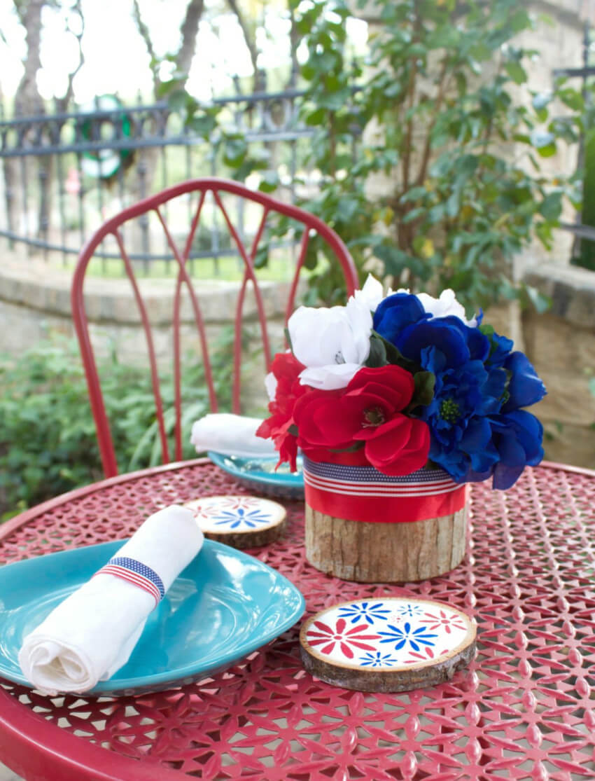 Red, white, and blue flowers are what you need for this special occasion.