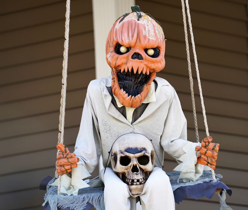 Swing with spooky Halloween decoration